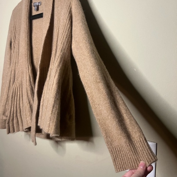Cashmere By Charter Club Pleated Open Cardigan Tan Large 100% 2 Ply Cashmere - Picture 5 of 12